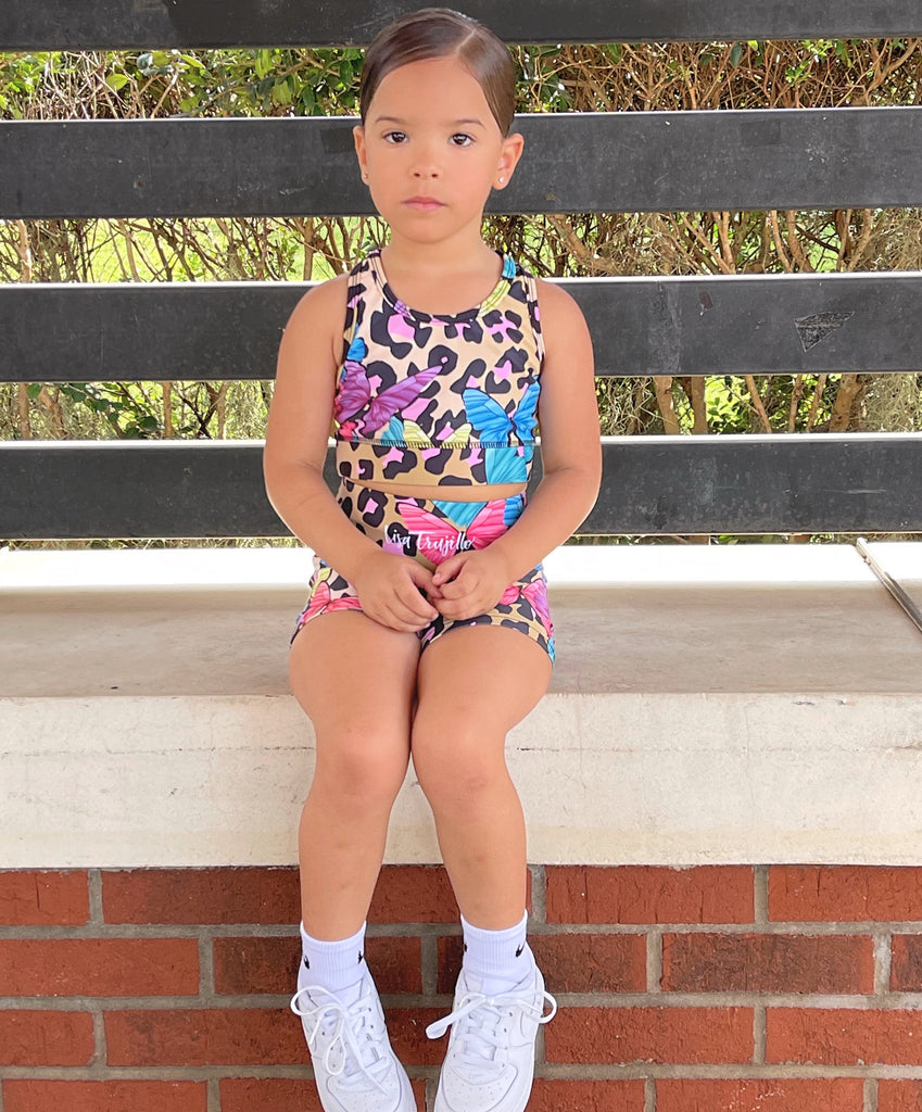 LEOPARD BUTTERFLY SHORTS - XS 3-4 KIDS REMAINING