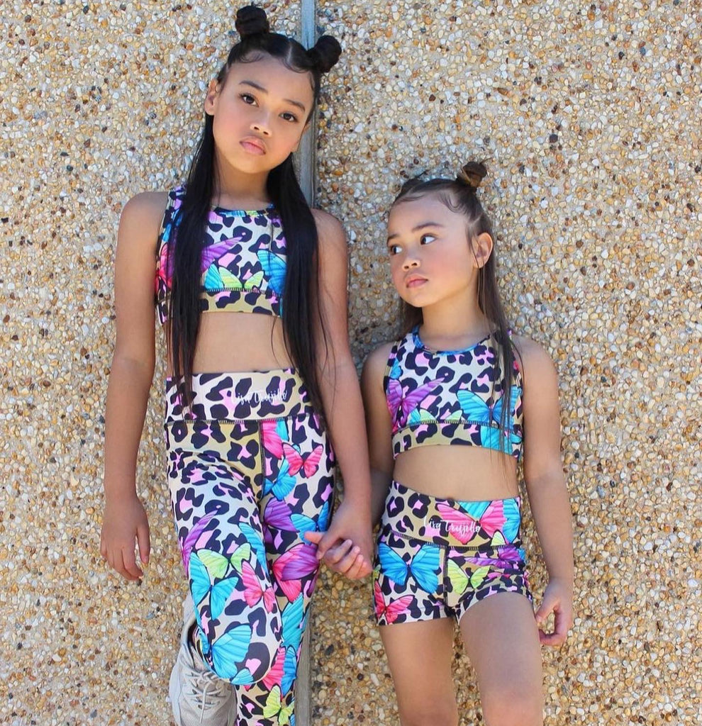 LEOPARD BUTTERFLY SHORTS - XS 3-4 KIDS REMAINING
